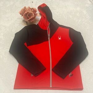 SPYDER Men’s Size S Zip Front Red & Black Hooded Jacket